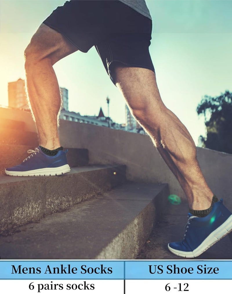 Darller Mens Ankle Athletic Running Socks Low Cut Sports Cushioned Socks for Men 6 Pairs - Image 5